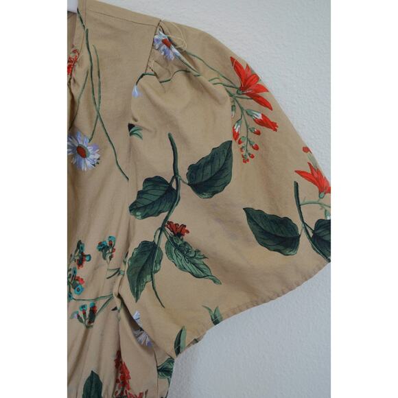 Anthropologie The Somerset Maxi Dress Tiered Smock Floral Khaki Tan - Picture 5 of 7